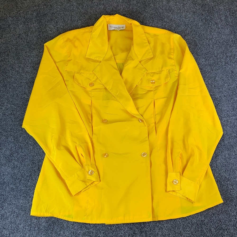 Michelle Stuart Jacket Womens 8 Yellow Long Sleeve Double Breasted Notch Lapel